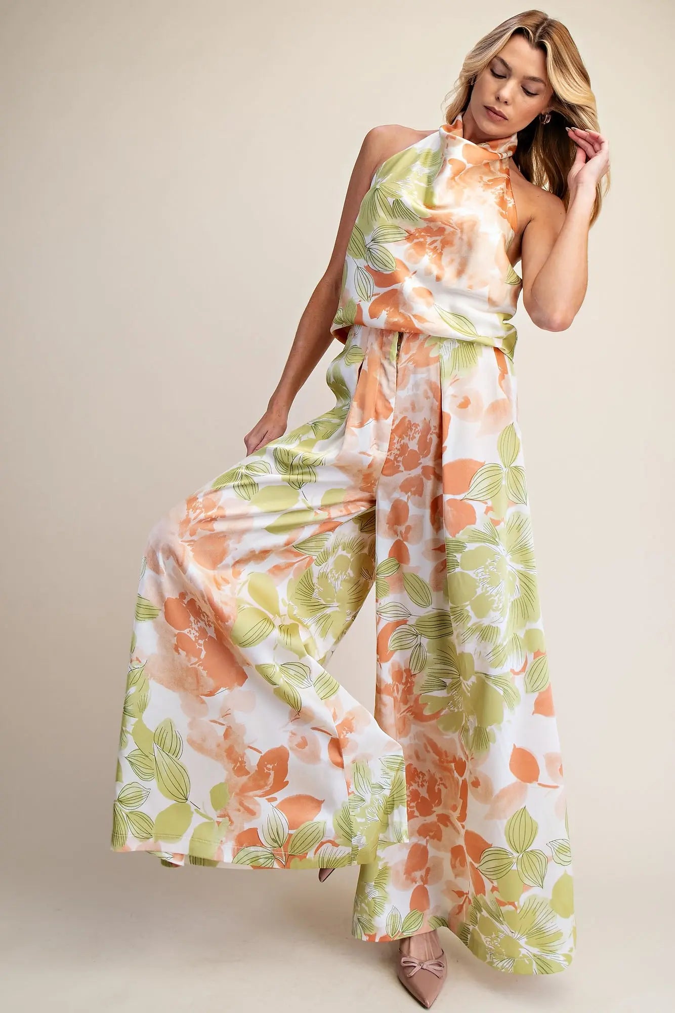 Palm Royale Halter Neck Top and Pants Set