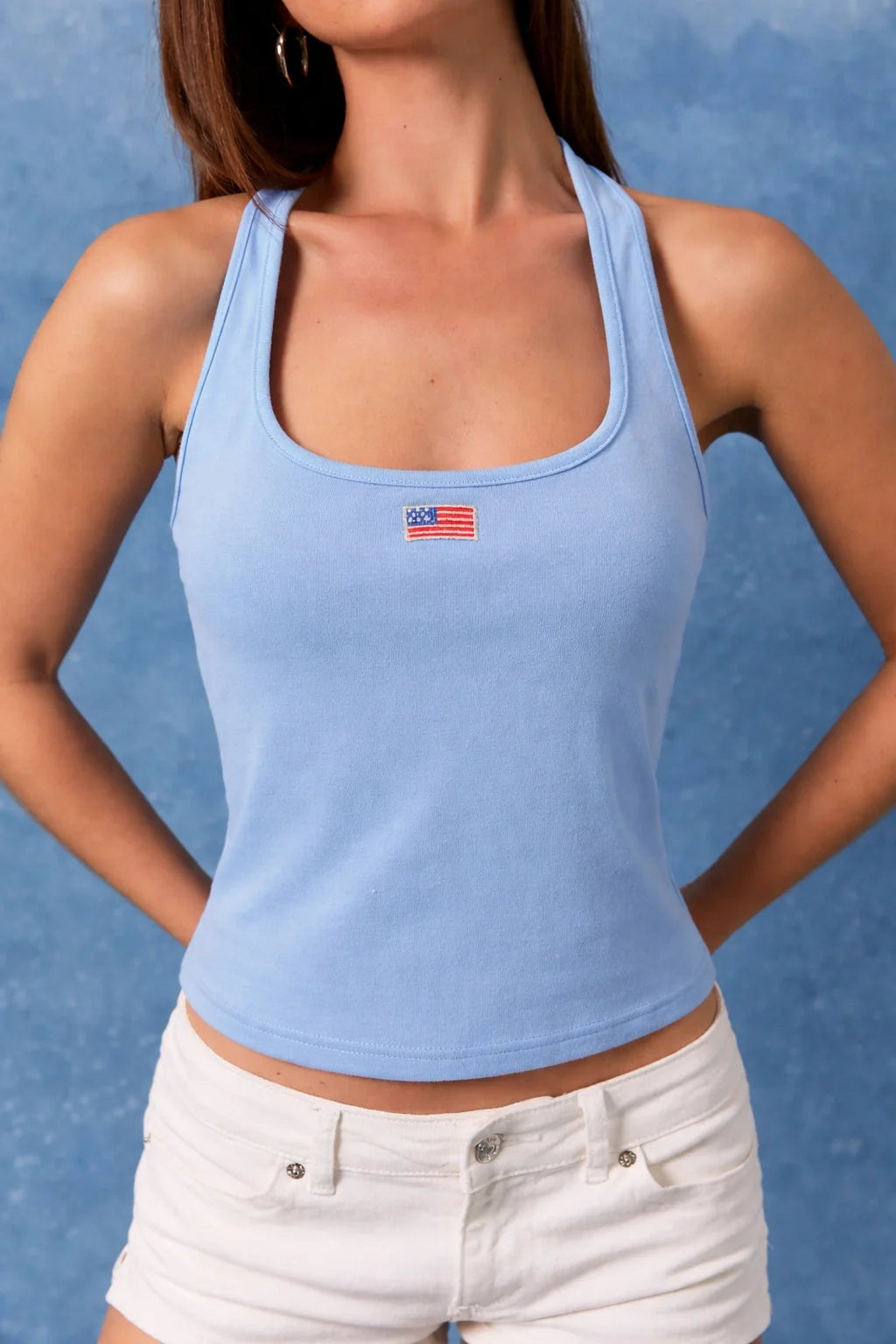 American Flag Halter Top - Baby Blue