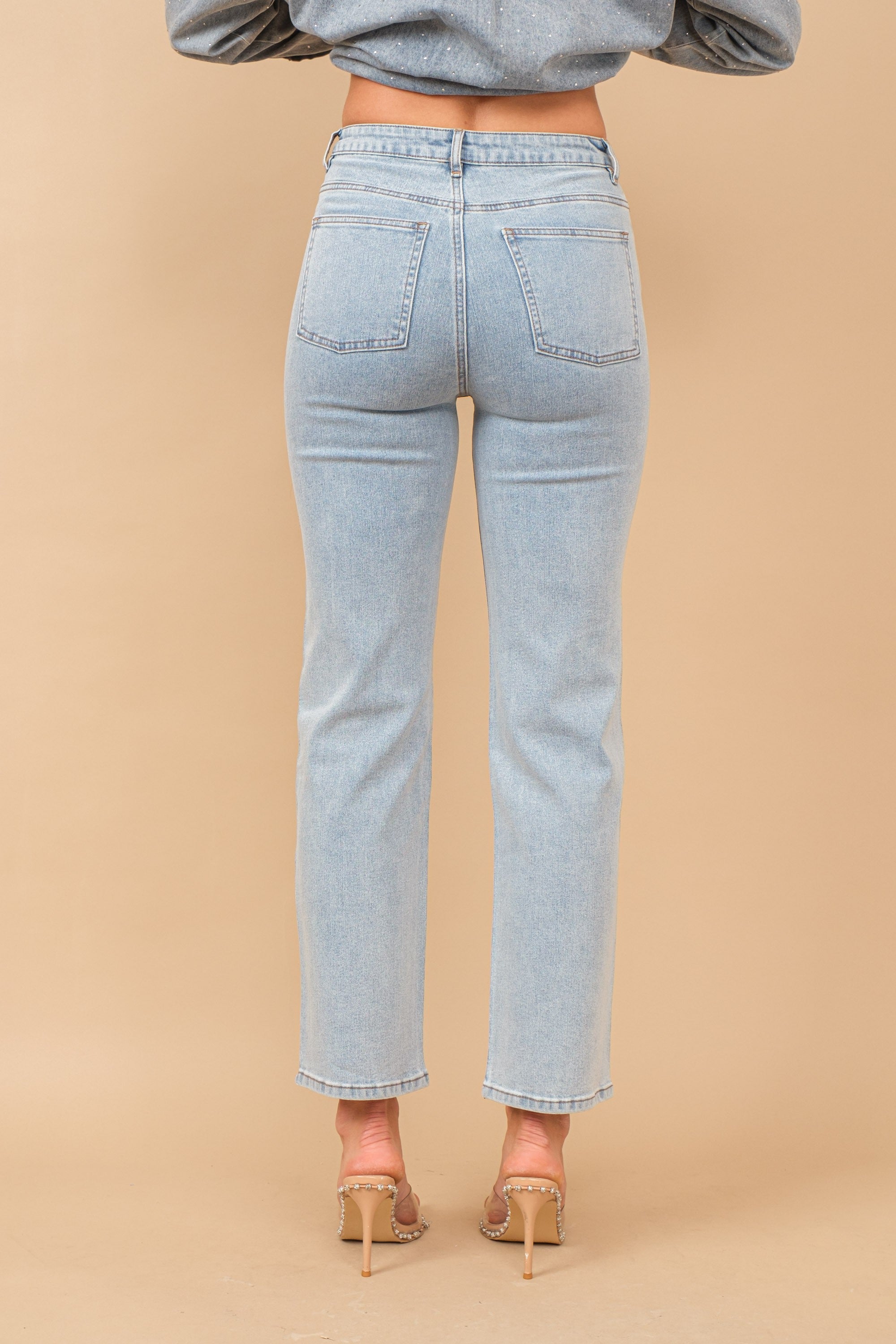 Rhinestone Studded Denim Jeans