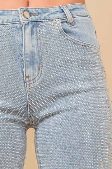 Rhinestone Studded Denim Jeans