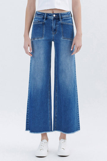 Alicia High Rise Wide Leg Cropped Denim Jeans