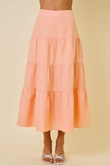 Pink and Yellow Gingham Maxi Skirt