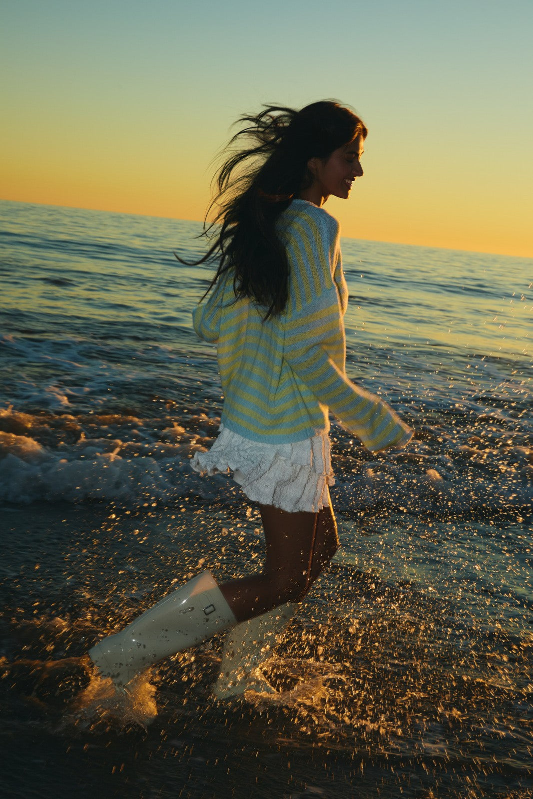 Blue and Yellow Striped Soft Knit Sweater