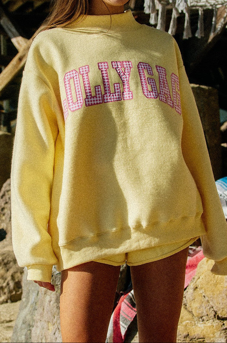 Yellow Reversible Dilly Dally Mock Neck Sweatshirt