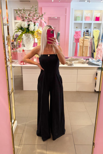 Strapless Wide Leg Jumpsuit - Black