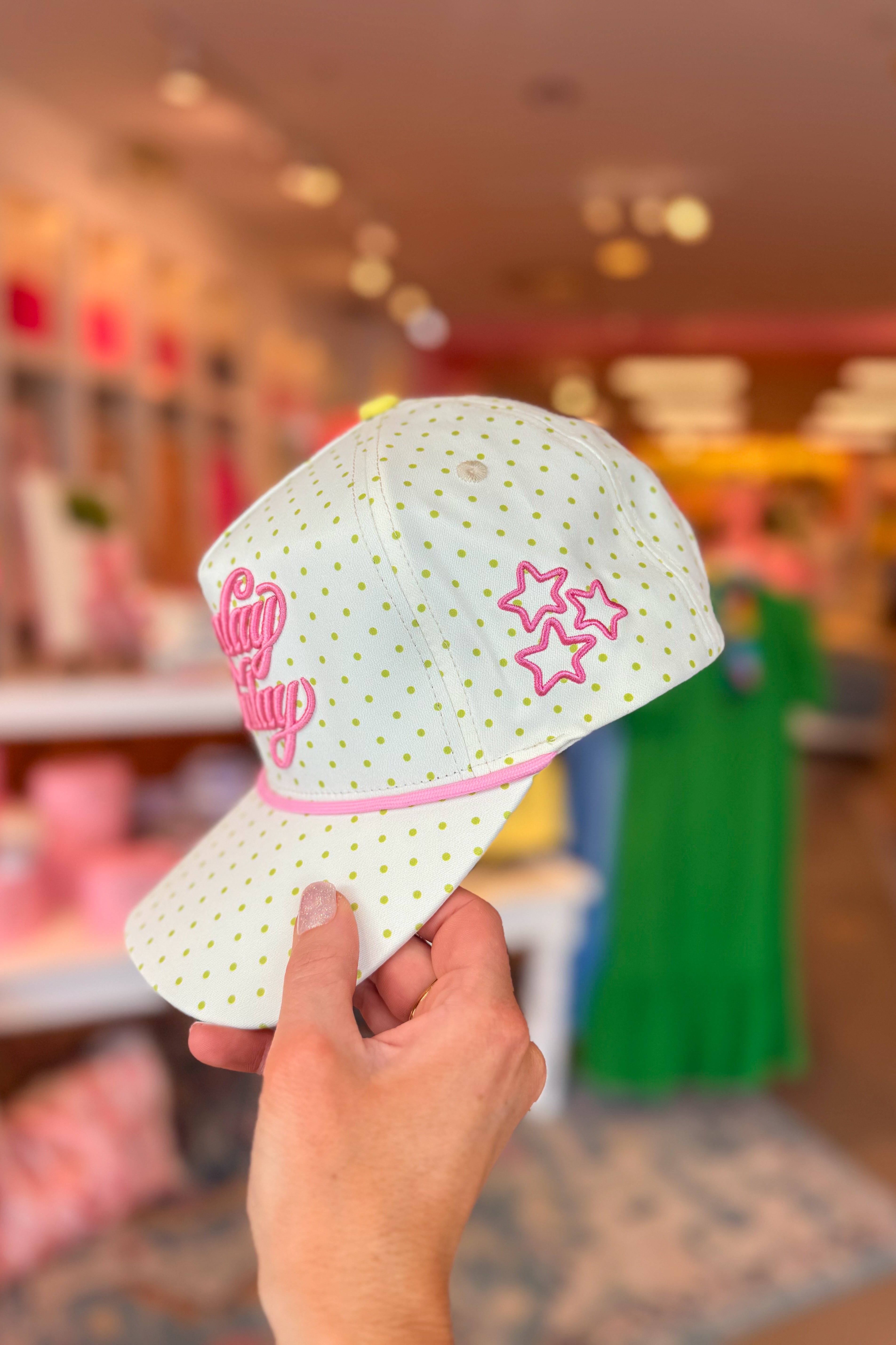Sunday Funday Polka Dot  Embroidered Trucker Hat