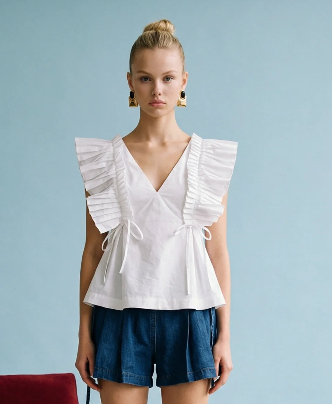 Ruffle Detail Blouse - White