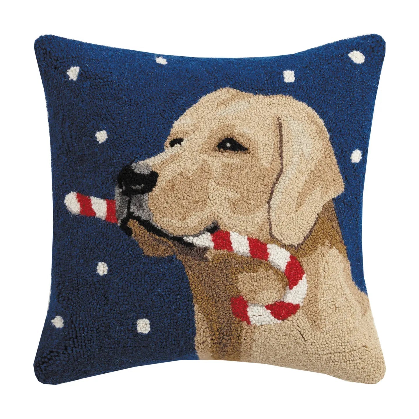 Labrador Retriever Candy Cane Dog Christmas Needle Point Pillow