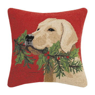 Red Labrador Retriever Dog Christmas Needle Point Pillow