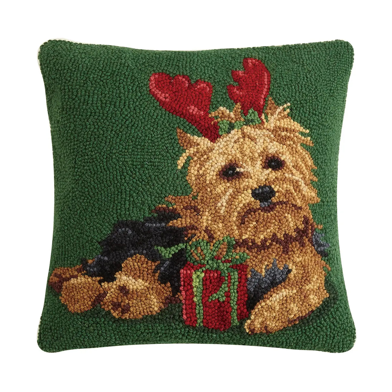 Christmas Yorkshire Terrier Dog Christmas Needle Point Pillow