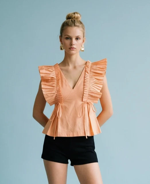 Ruffle Detail Blouse - Orange