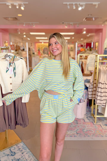 Blue/Lemon Striped Lounge Set