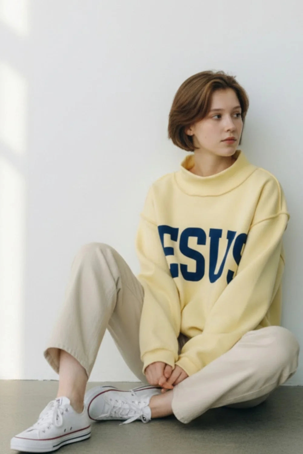 Jesus X God Is Good Reversible Mock Neck Sweatshirt - Yellow