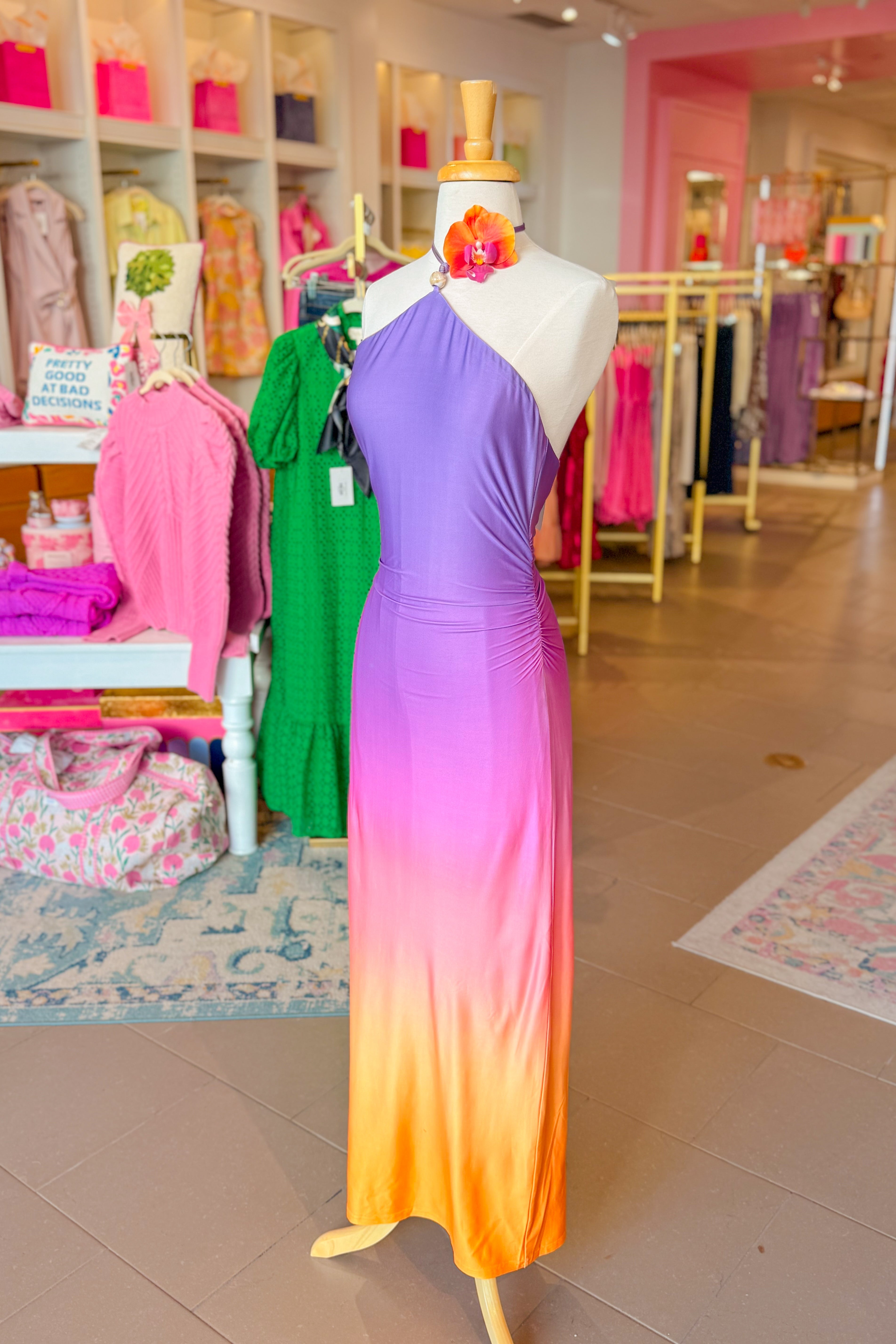 Sunset Ombre Halter Neck Maxi Dress
