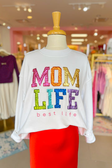 Colorful Mom Life Patch Sweatshirt