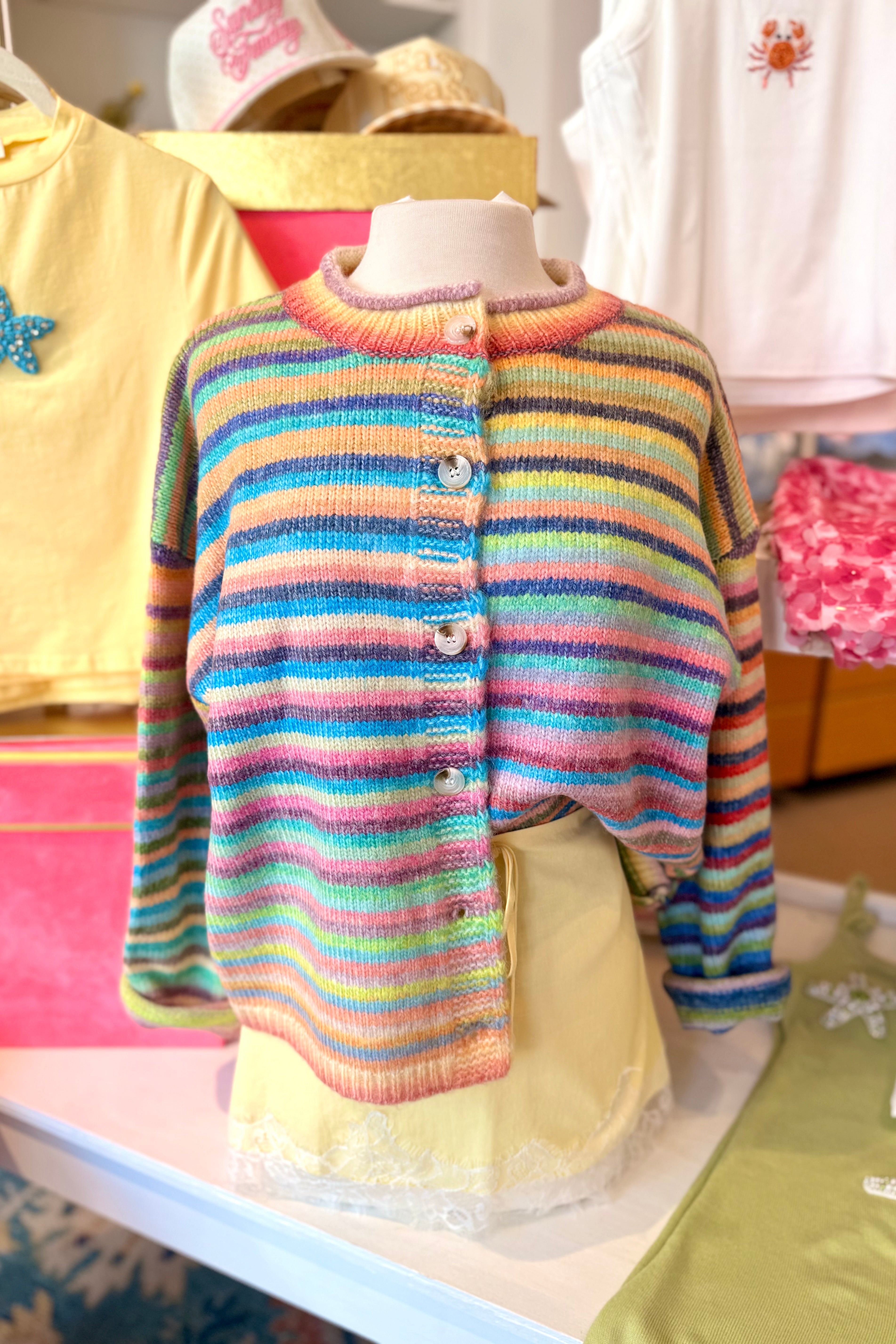 Sunset Rainbow Space Dye Knit Cardigan