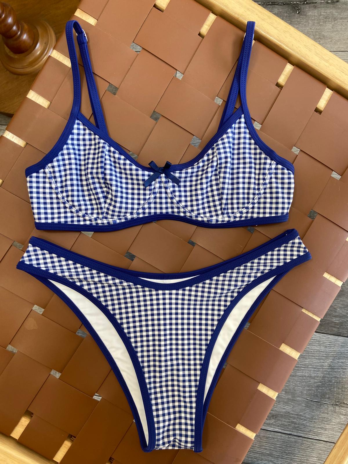 Seaside Picnic Bikini Set - Navy Blue