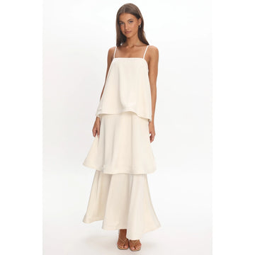 Ivory Tiered Trapeze Maxi Dress