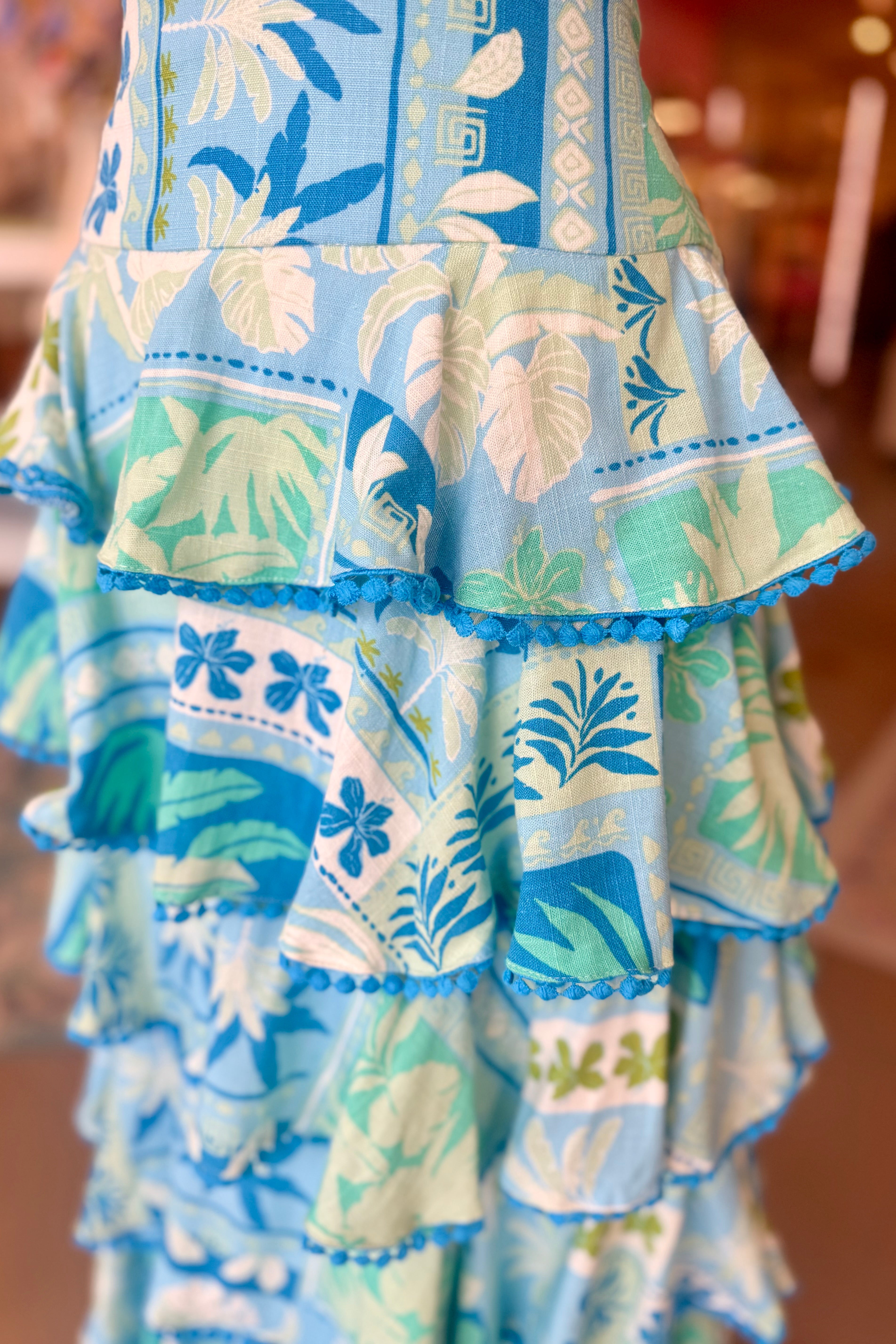 Blue Ruffle Maxi Skirt Set