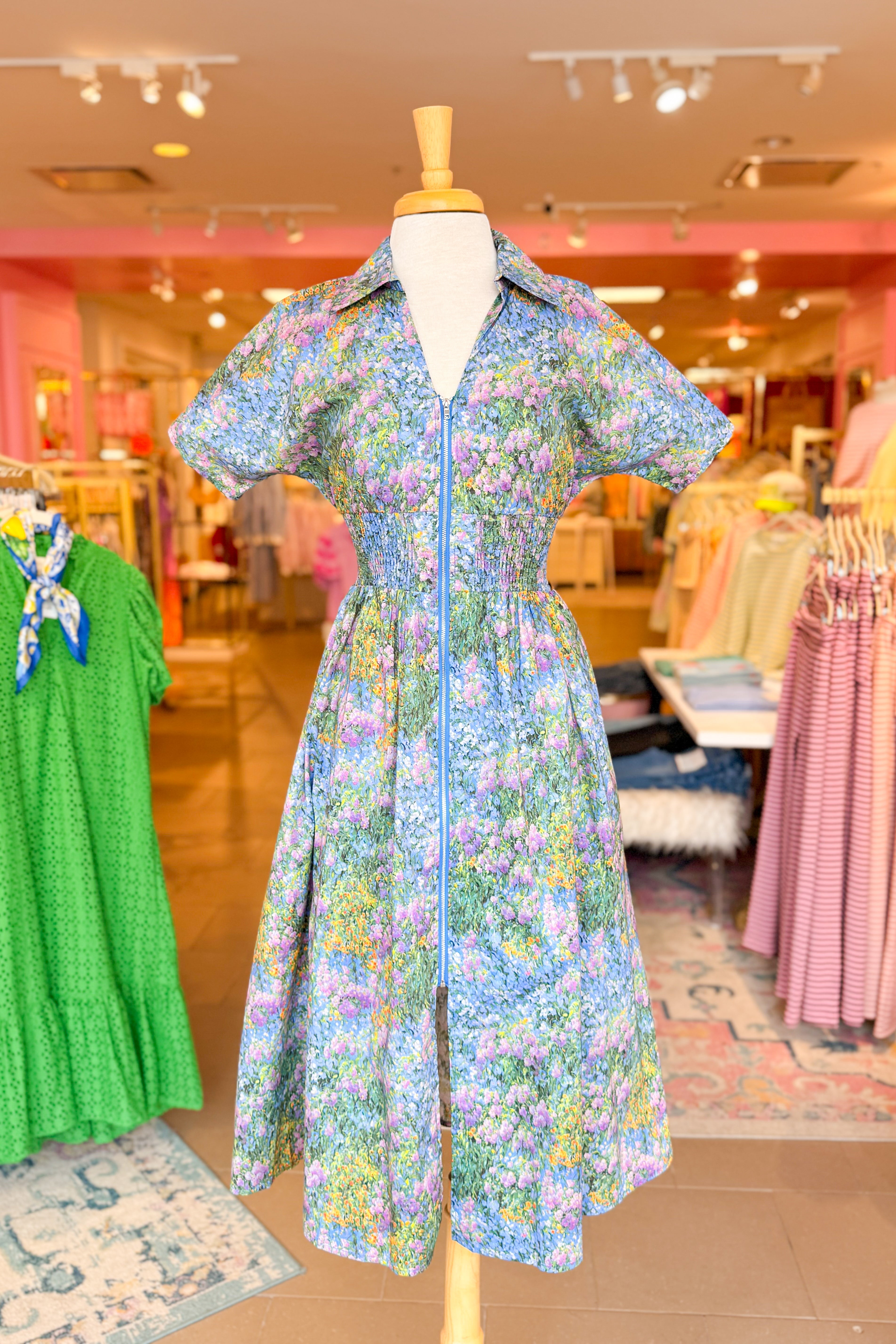 Garden Party Floral Zipper Midi Dress