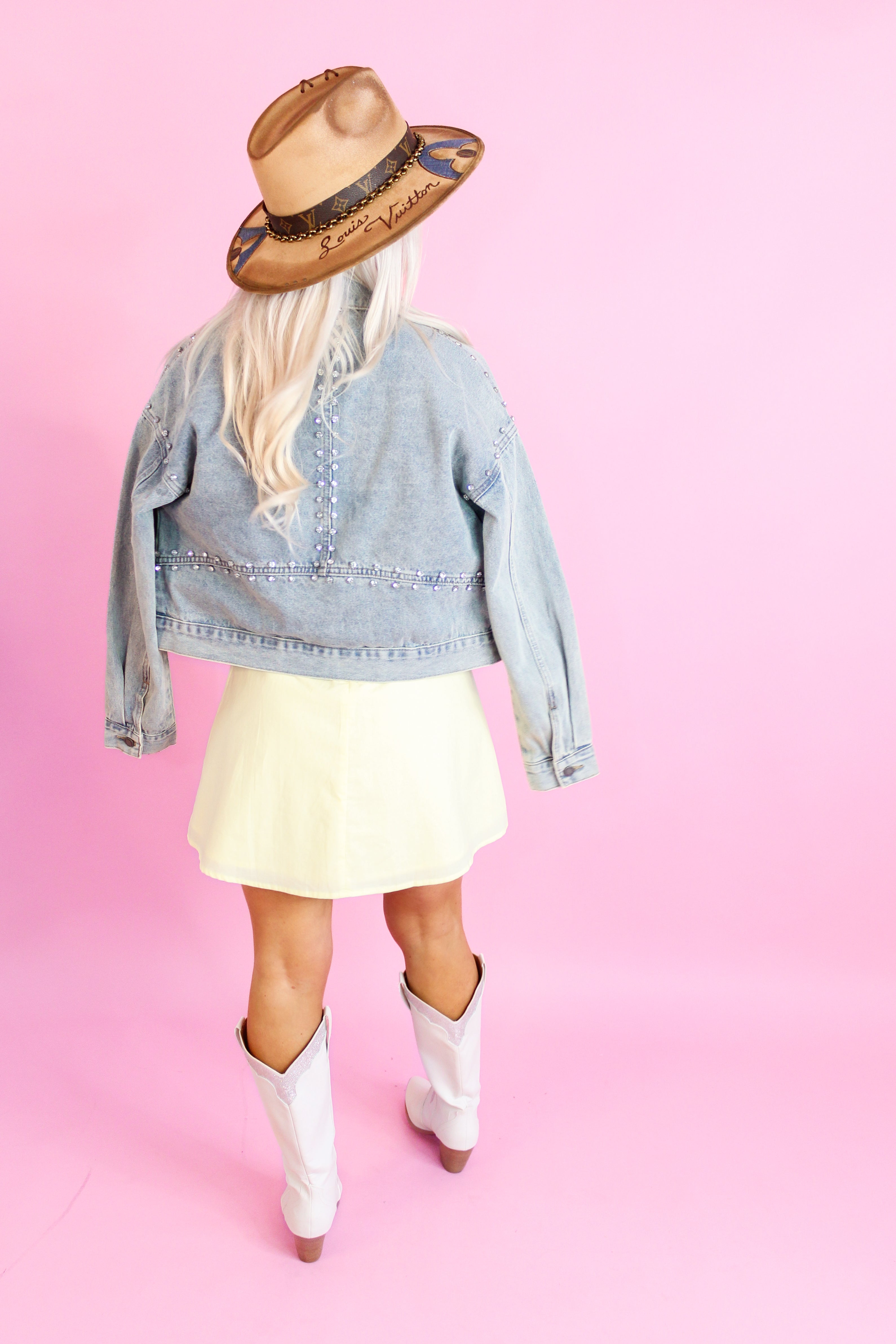 April Rhinestone Detail Denim Jacket
