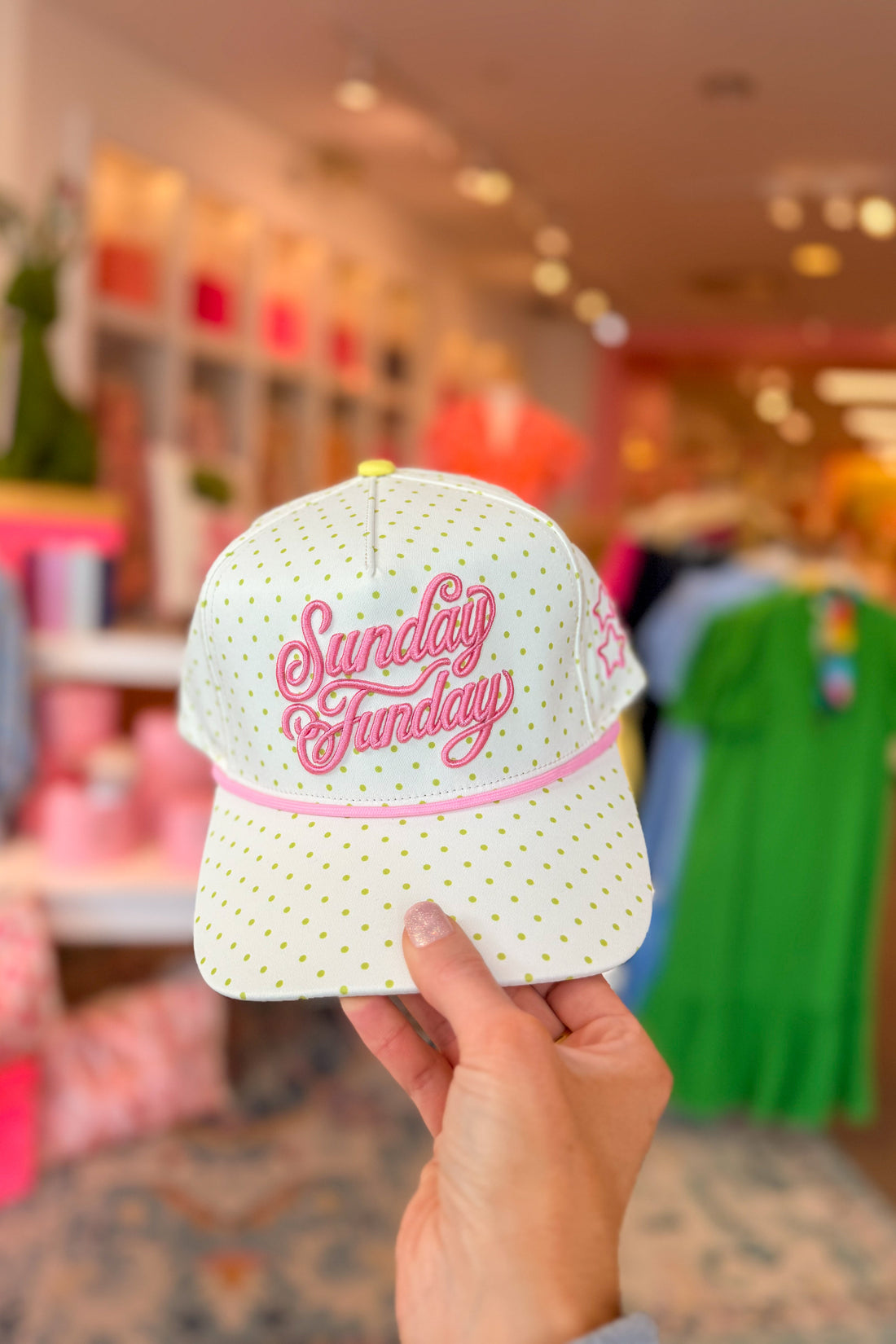 Sunday Funday Polka Dot  Embroidered Trucker Hat
