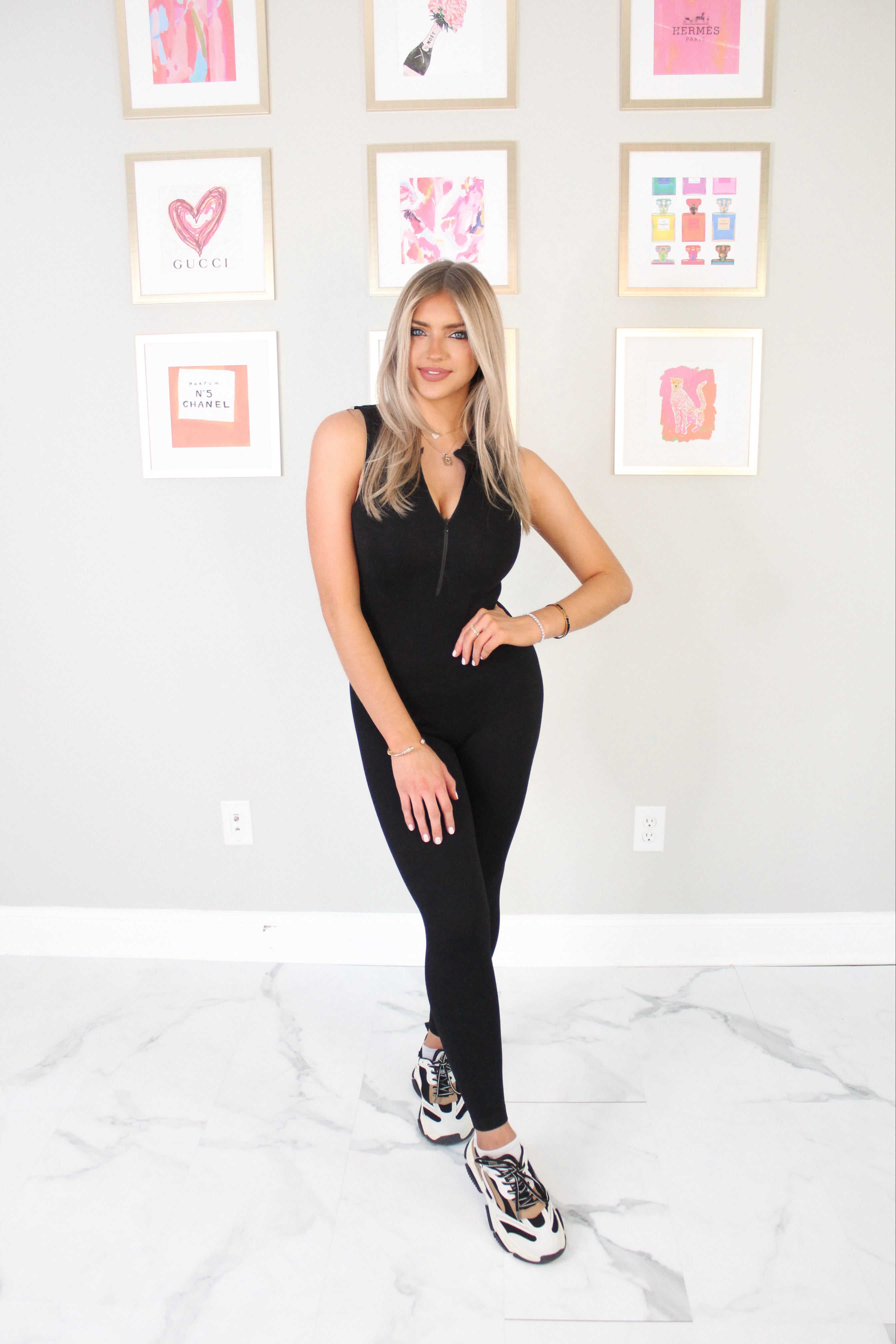 Black Zip Up Sleeveless Cat Suit