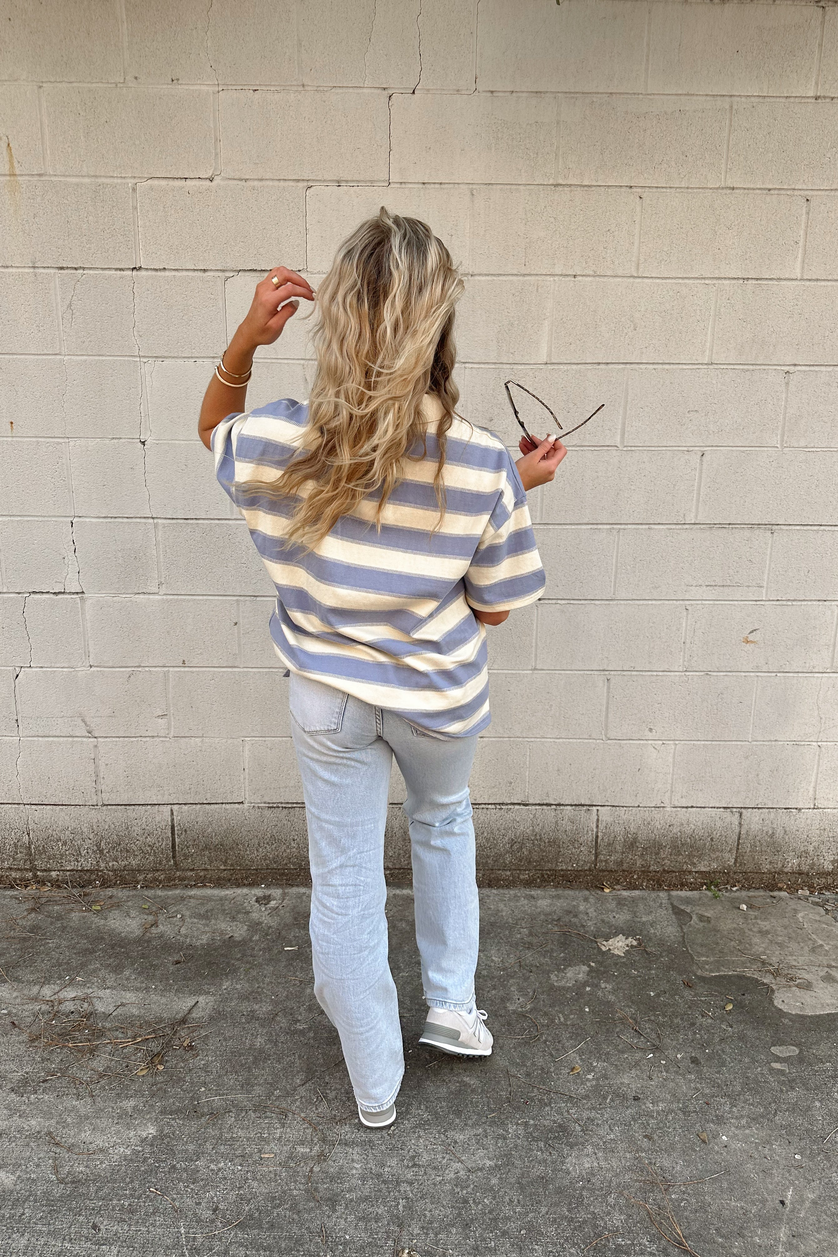 Blue Striped Rugby Polo Top