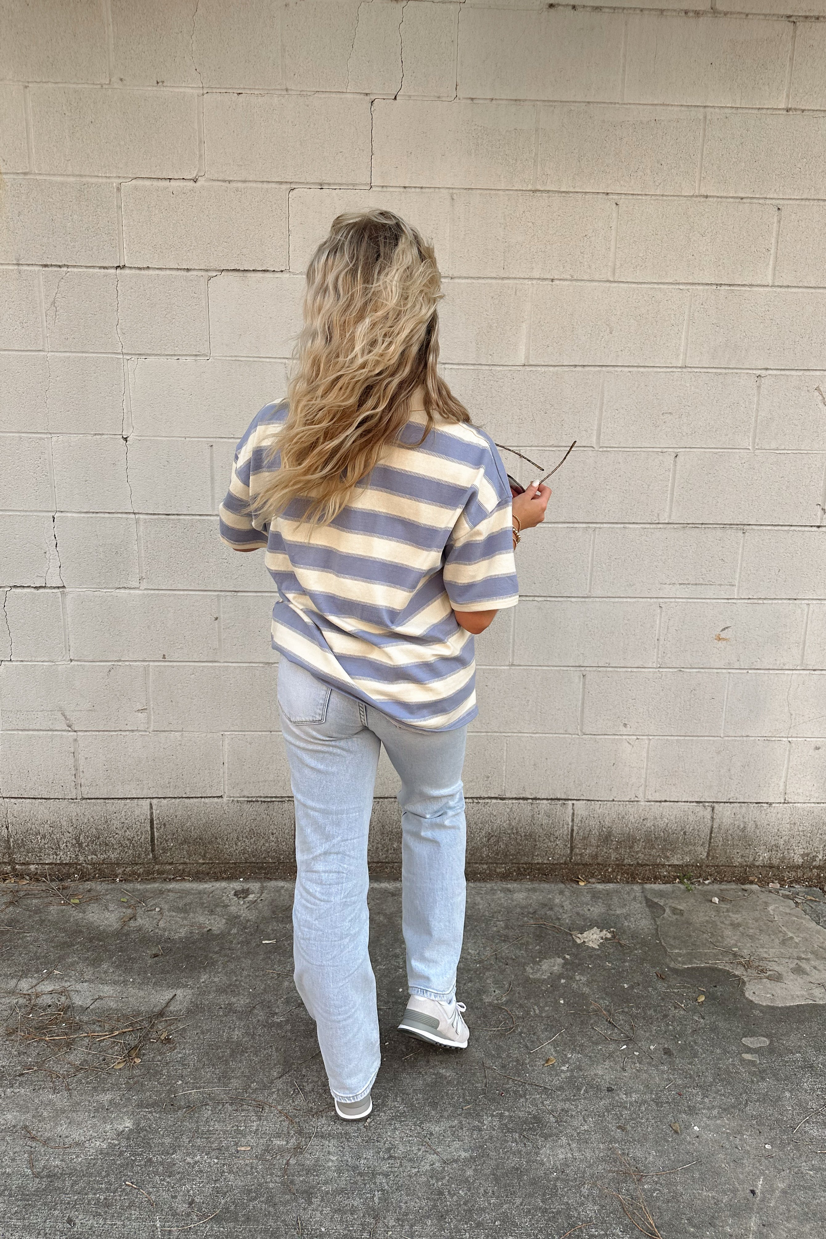 Blue Striped Rugby Polo Top