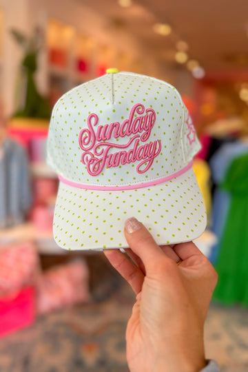 Sunday Funday Polka Dot  Embroidered Trucker Hat