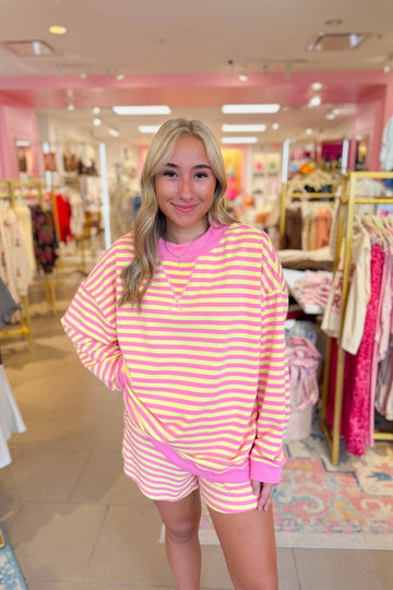 Pink Lemonade Striped Mock Neck Lounge Set