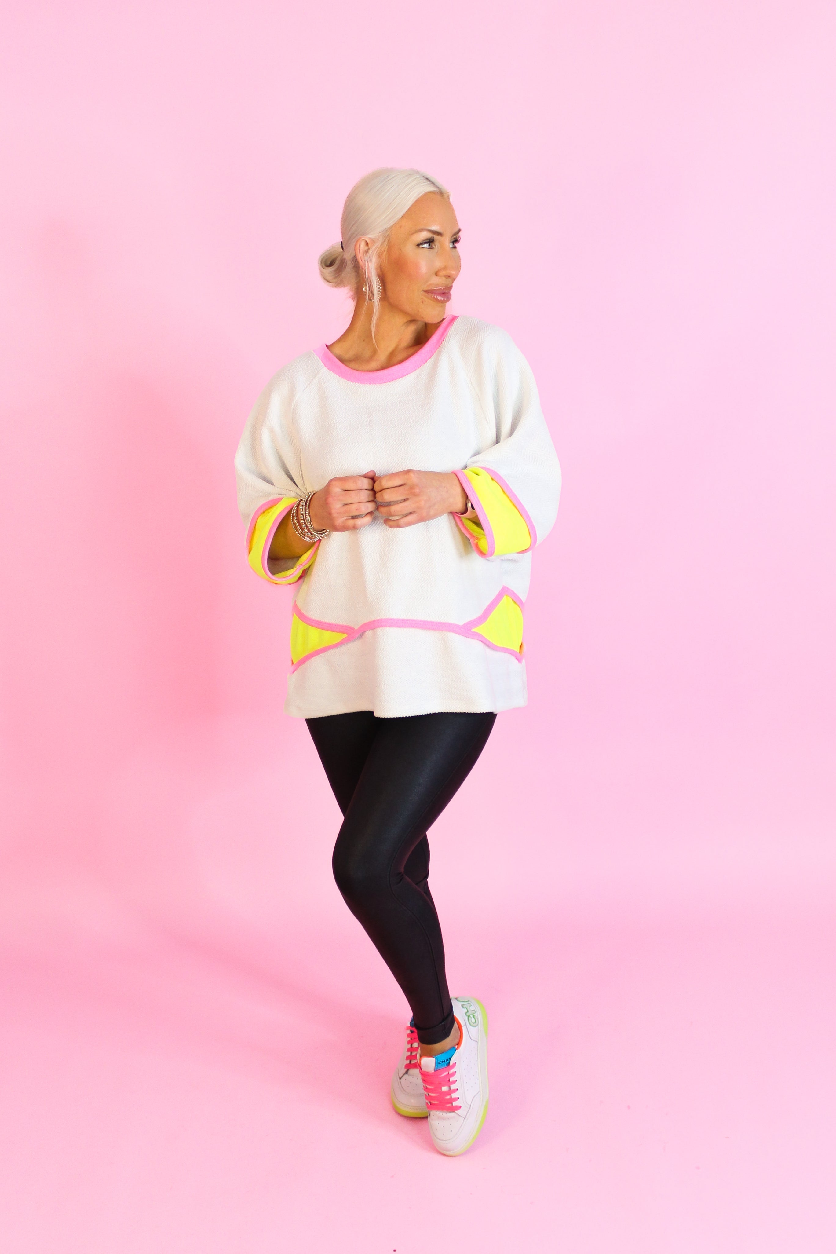 Gray and Neon Oversized Top
