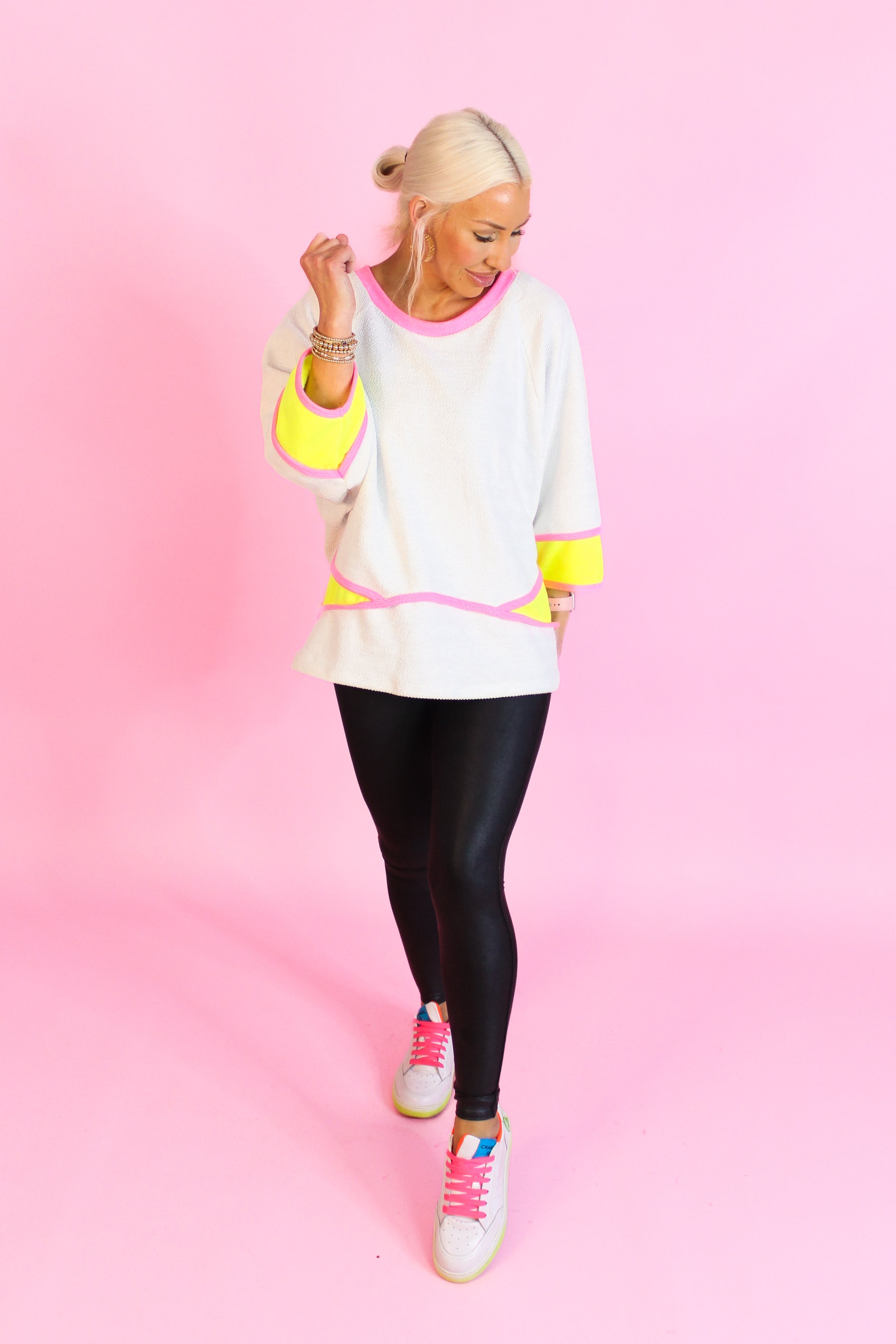Gray and Neon Oversized Top