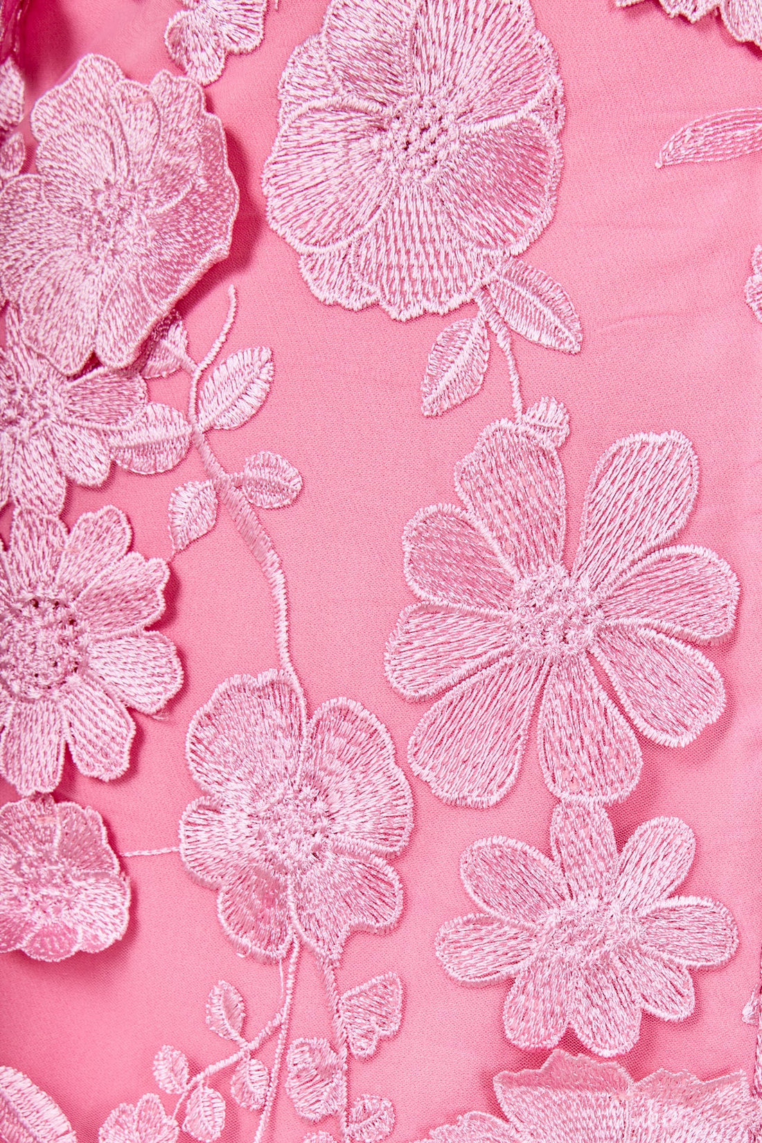 Strapless Embroidered 3D Flower Maxi Dress - Peony Pink