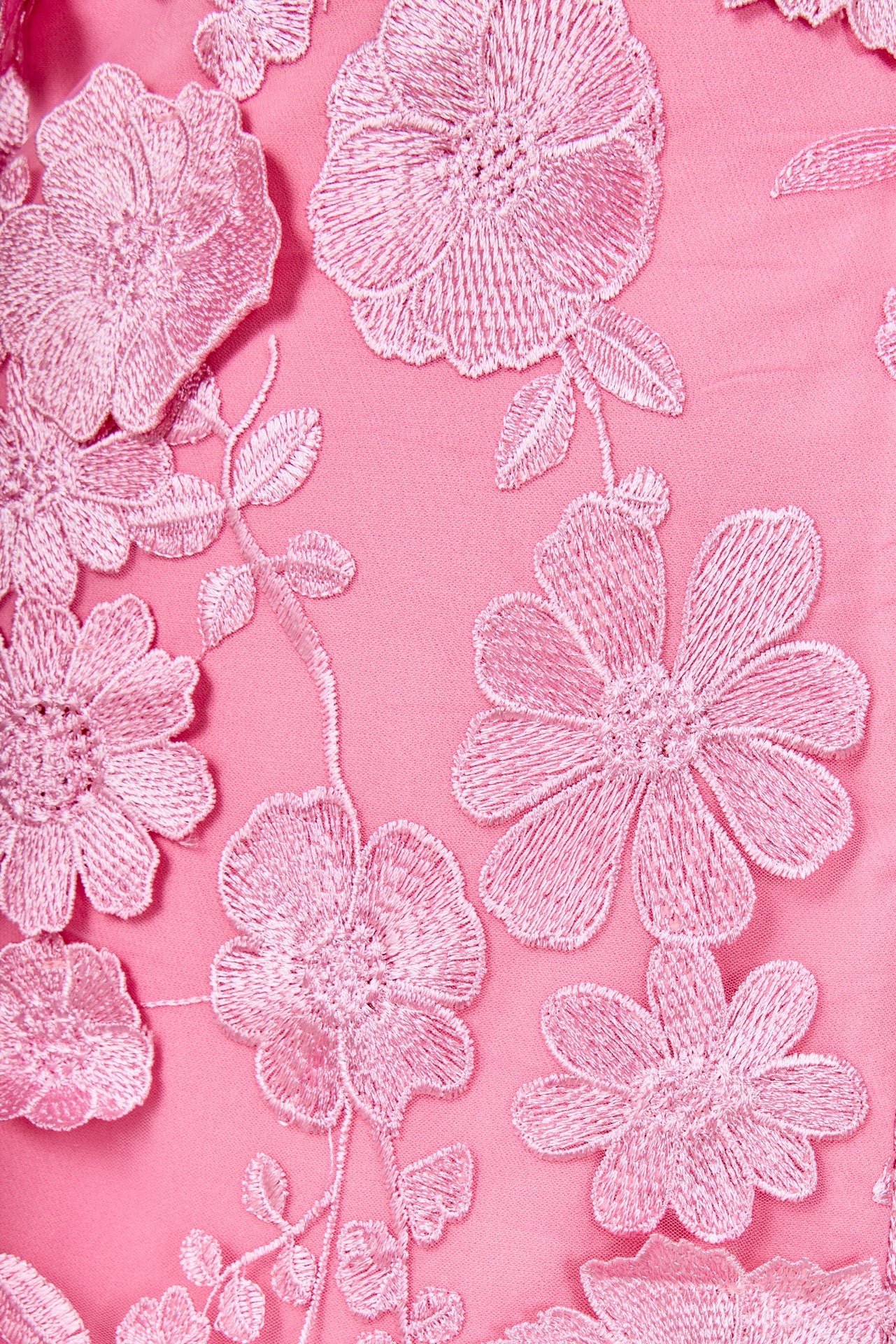 Strapless Embroidered 3D Flower Maxi Dress - Peony Pink