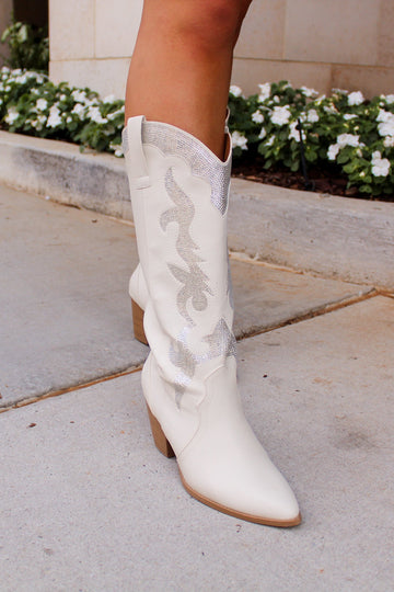 White Rhinestone Cowgirl Boots