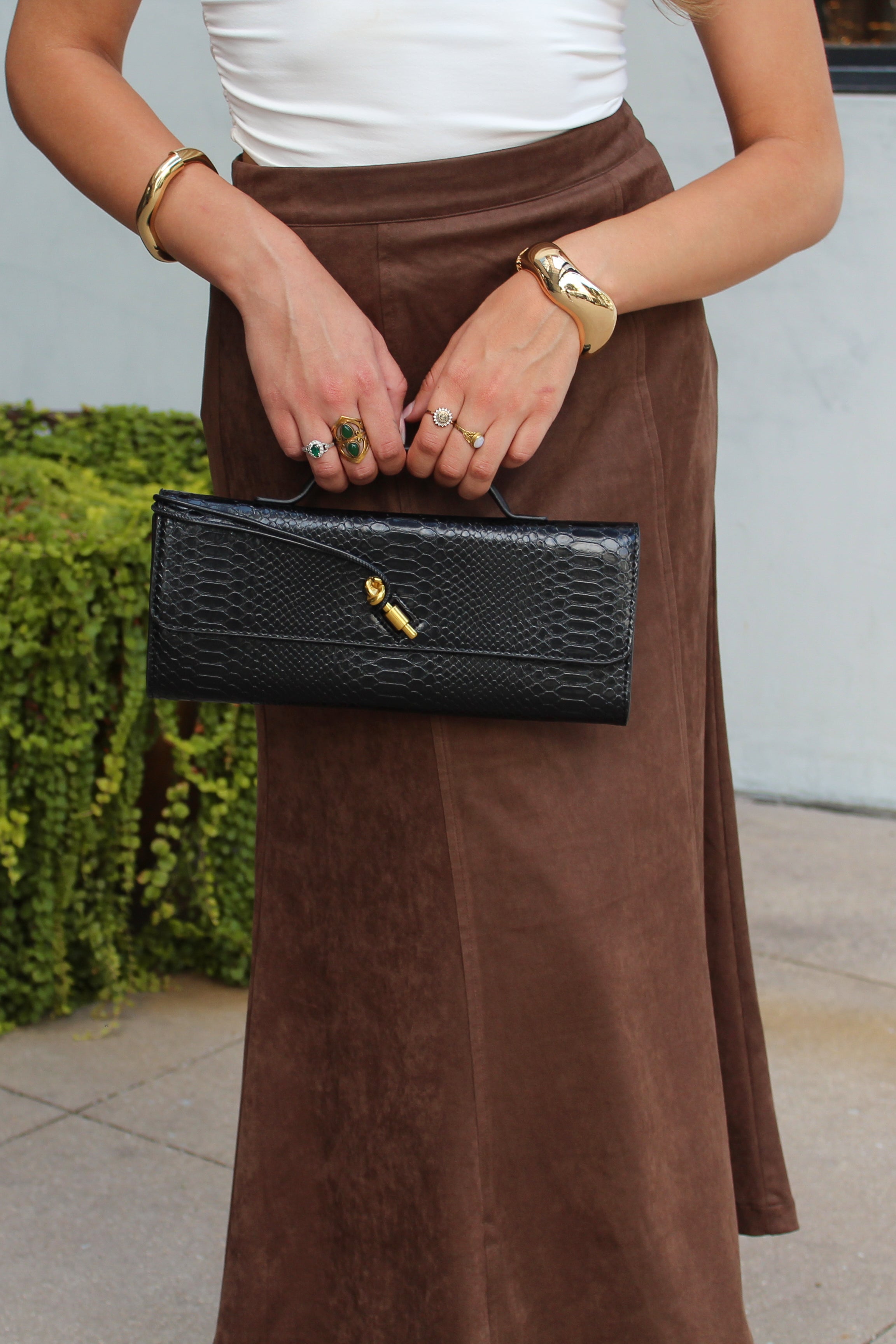 Espresso Brown Suede Maxi Skirt