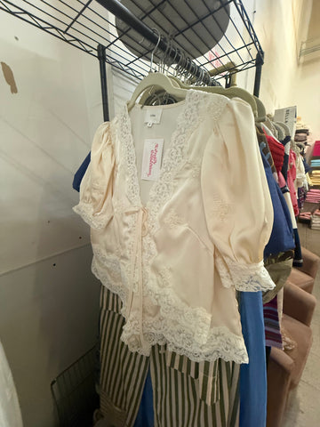 Satin Lace Top and Shorts Set