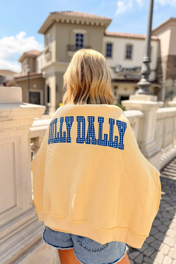 Yellow Reversible Dilly Dally Mock Neck Sweatshirt