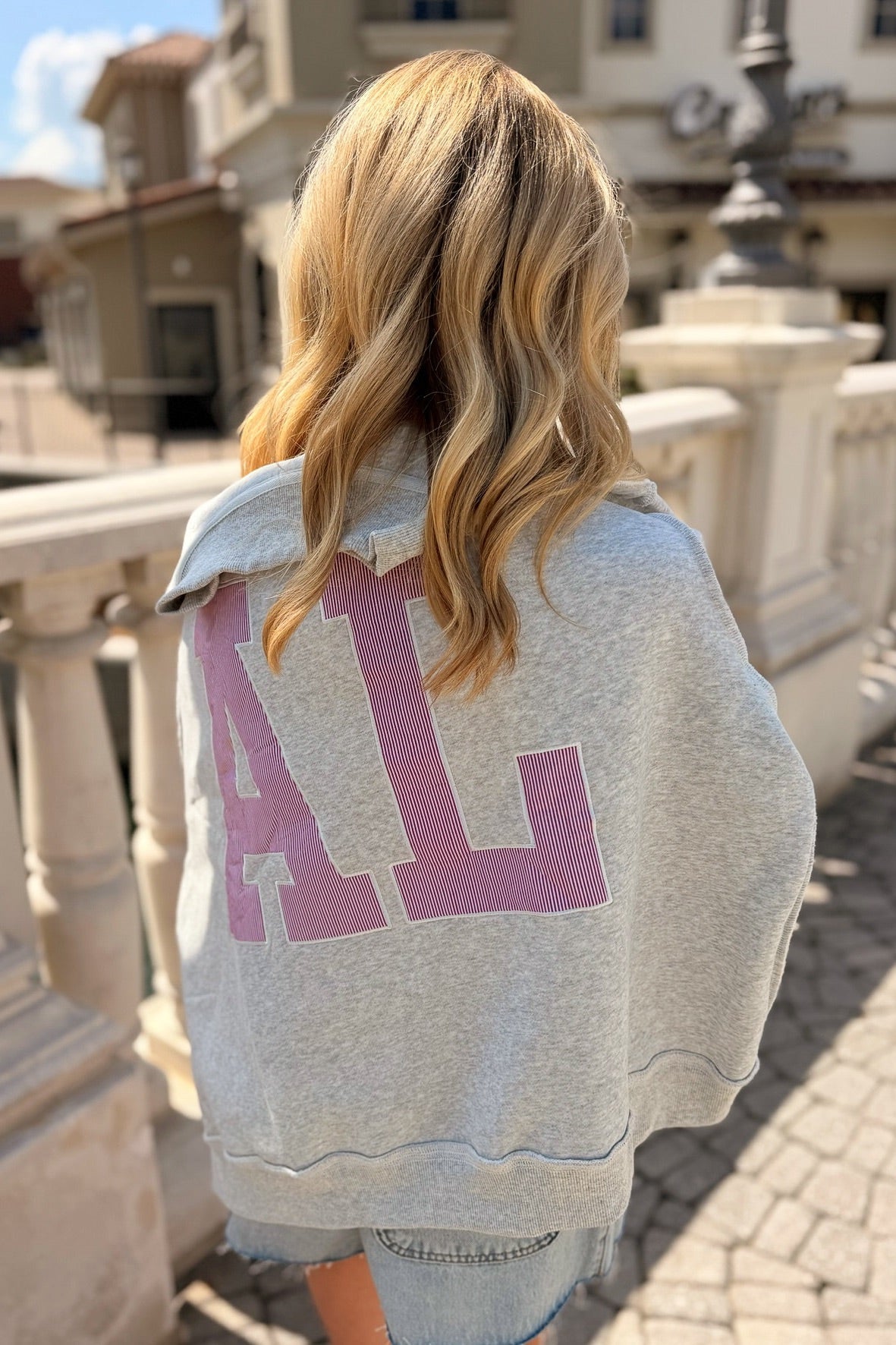 AL Embroidered Mock Neck Sweatshirt