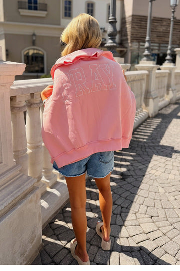 Neon Pray Embroidered Mock Neck Sweatshirt