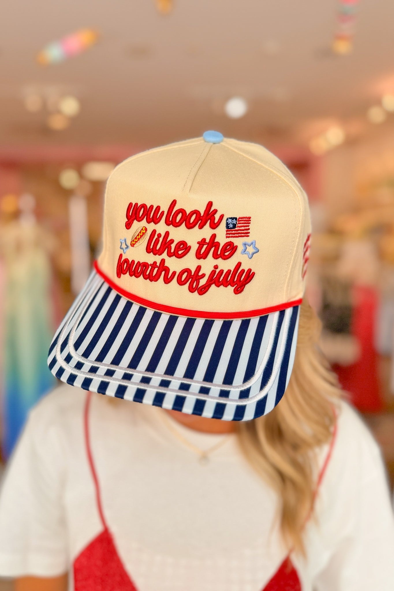 You Look Like The 4th Of July Hot Dog Embroidered Trucker Hat