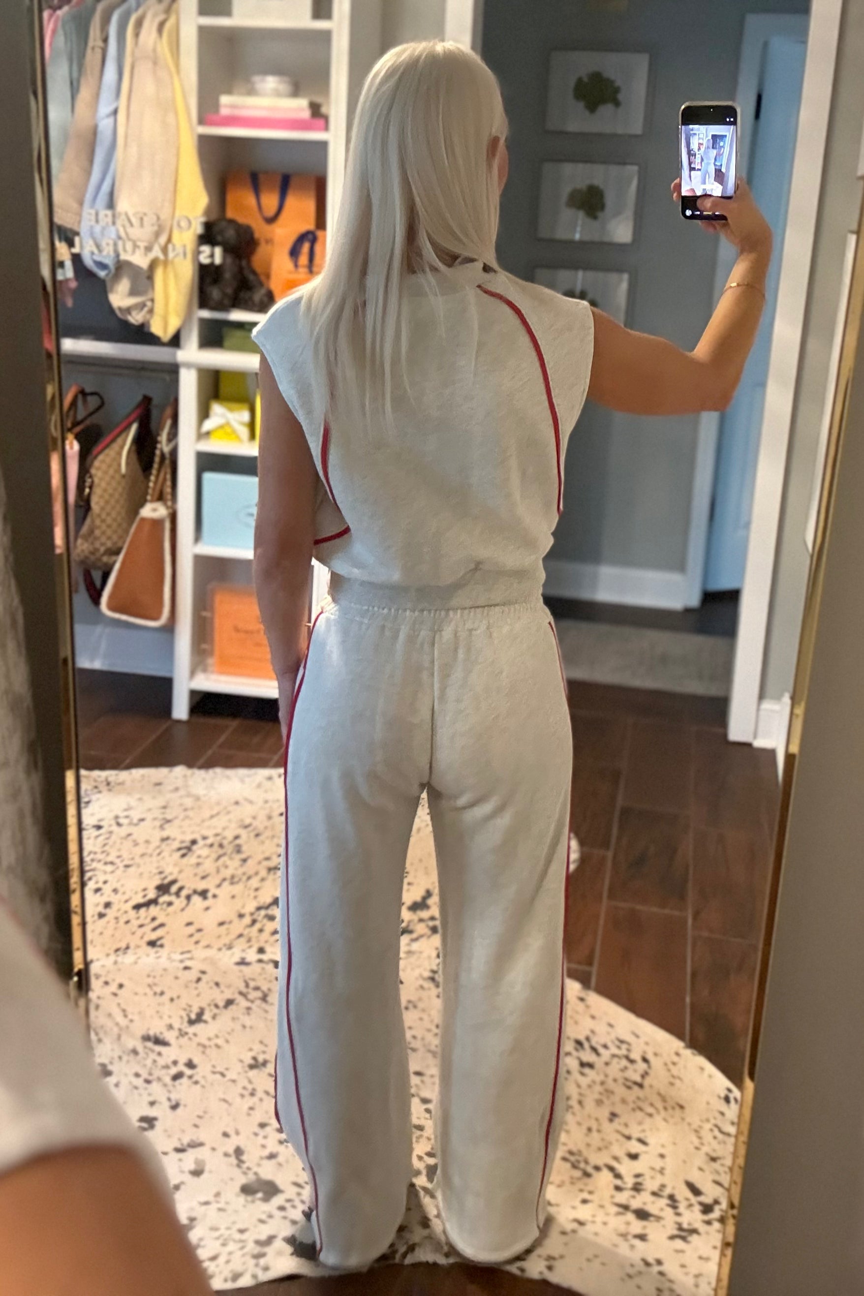 Heather Grey and Red Piping Loungewear Set