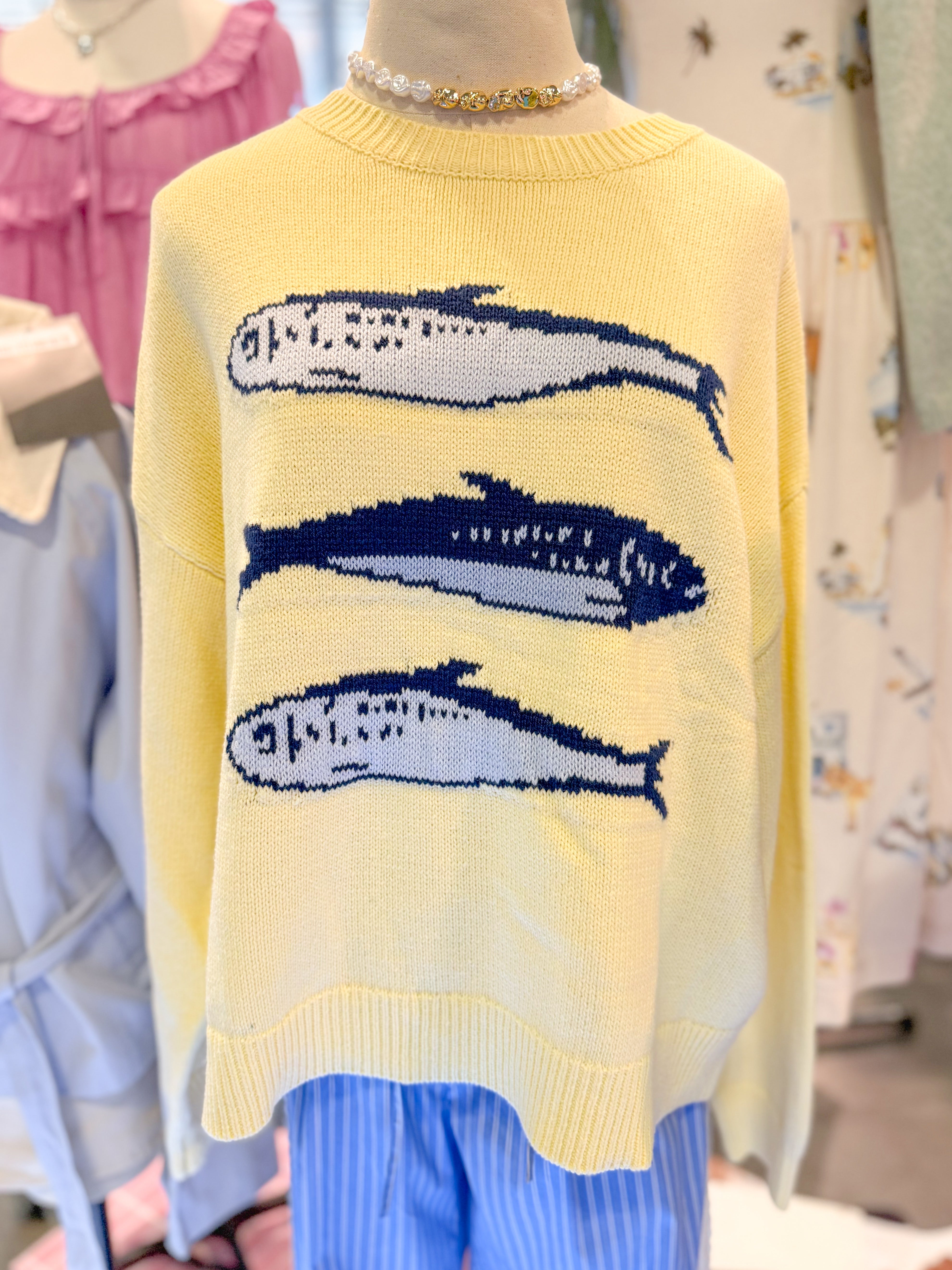 Butter Yellow Fish Sweater