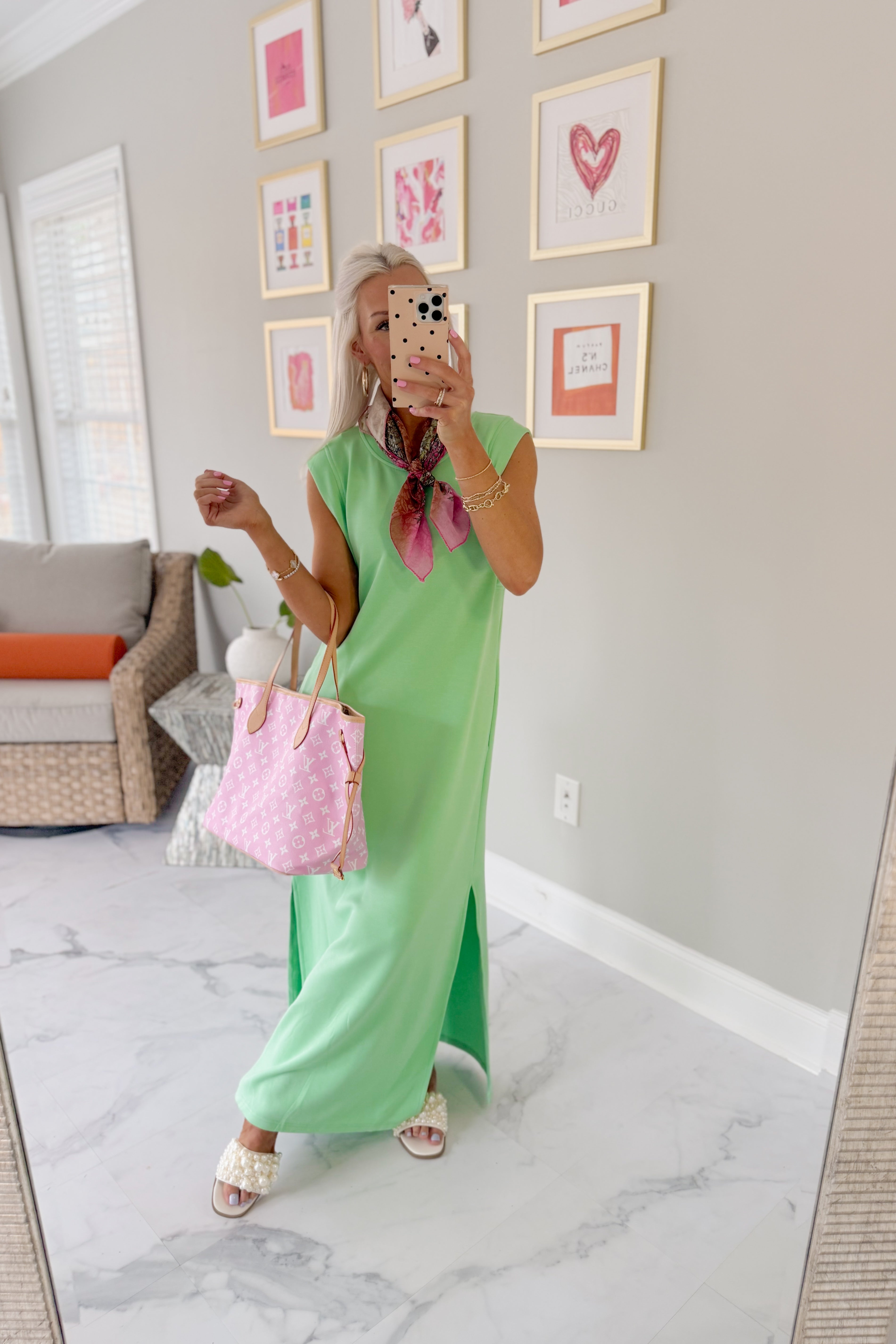 Mint Green Sleeveless Casual Maxi Dress