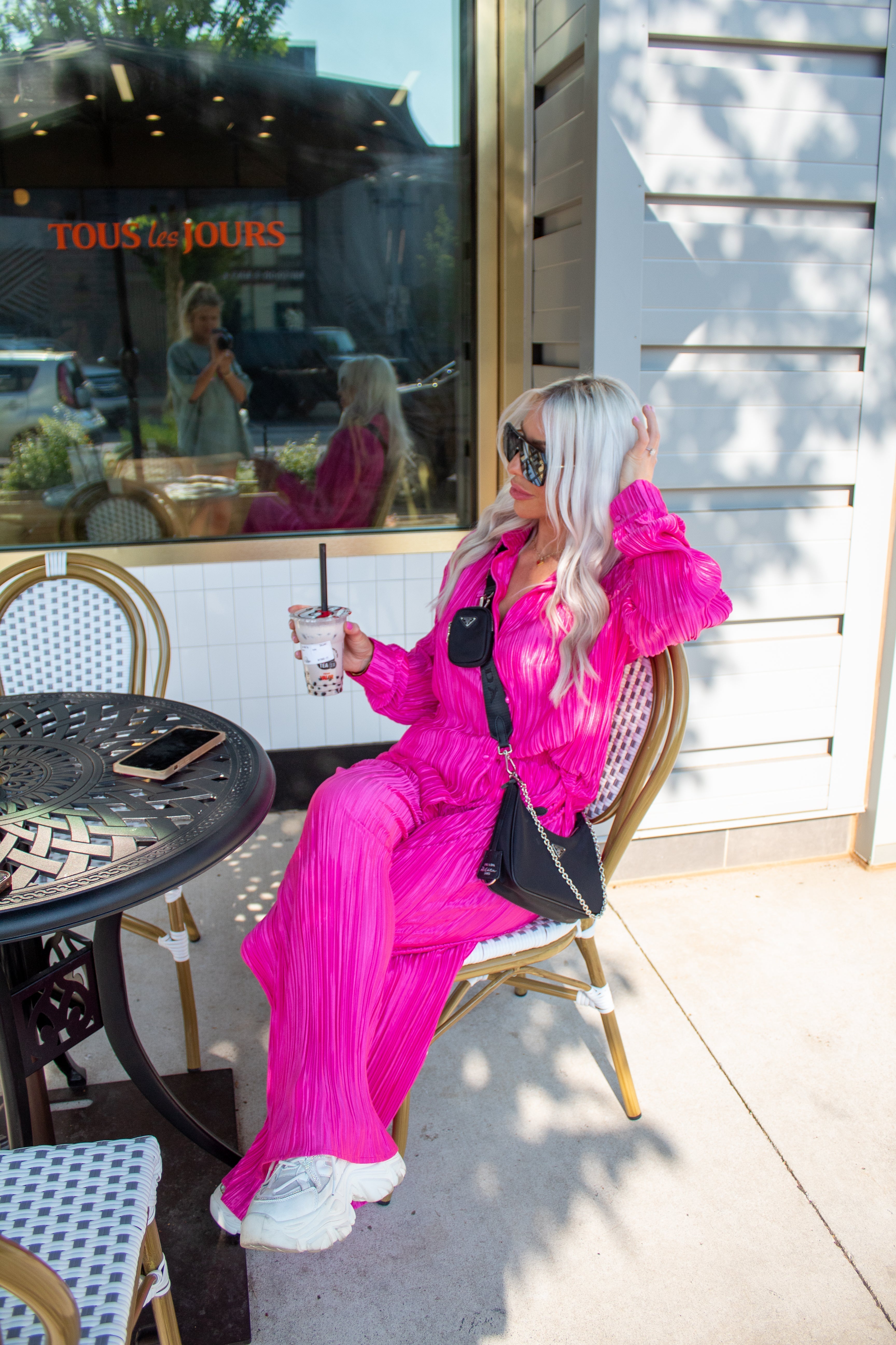 Hot Pink Pleated Pants Set