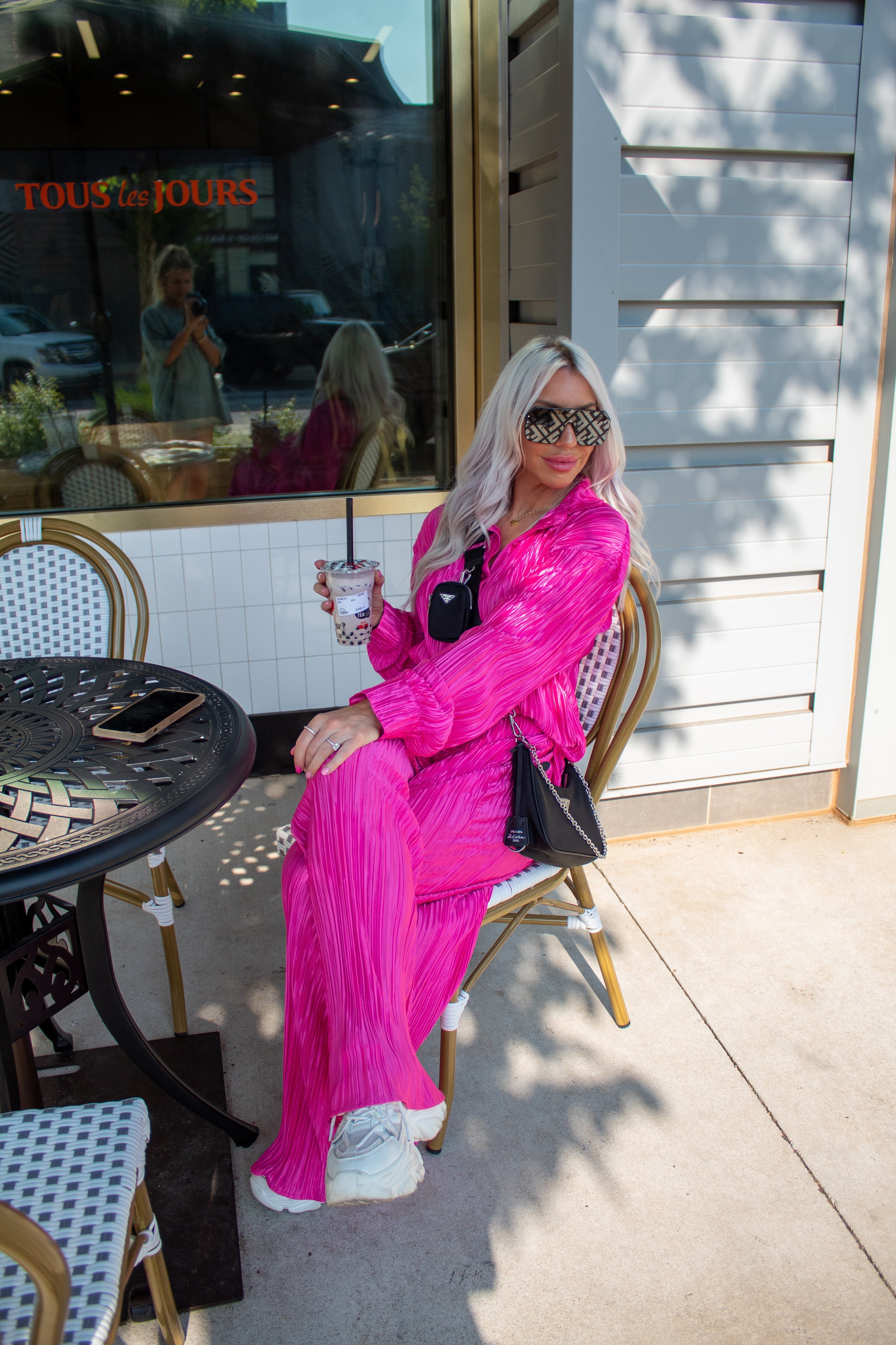 Hot Pink Pleated Pants Set