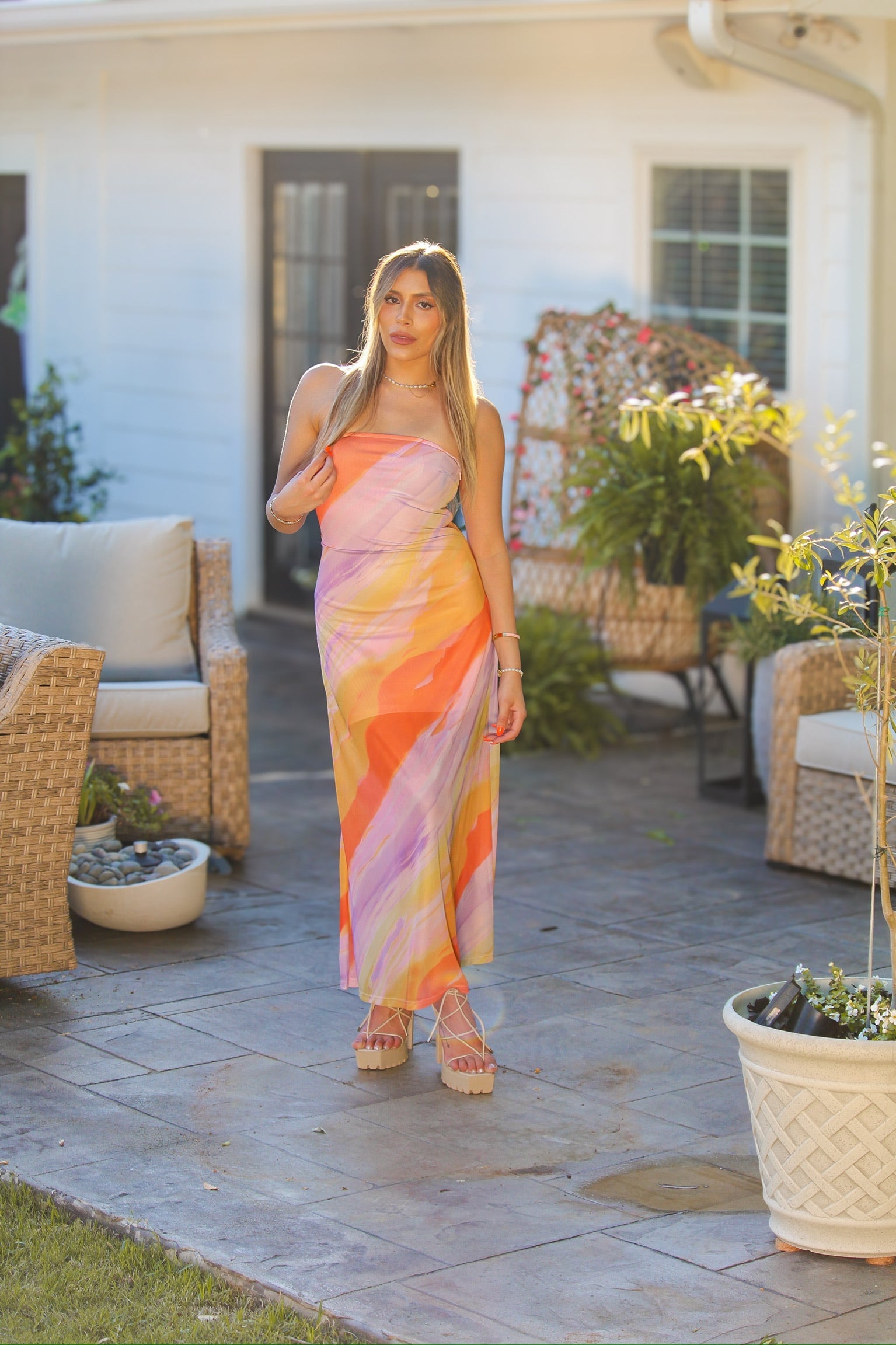 Meet Me In Cabo Multi Mesh Maxi Dress