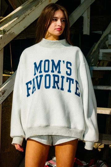 Mom¡¯s Favorite X Dad¡¯s Favorite Reversible Mock Neck Sweatshirt