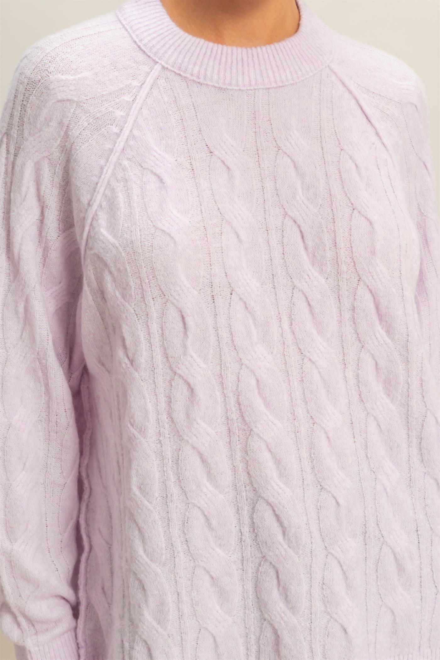 Lilac Soft Oversized Cable Knit Sweater